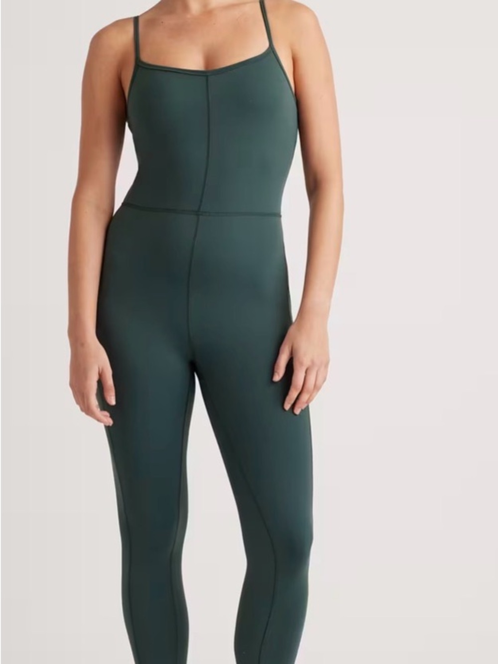 Quince Deep Green Slim-Strap Jumpsuit